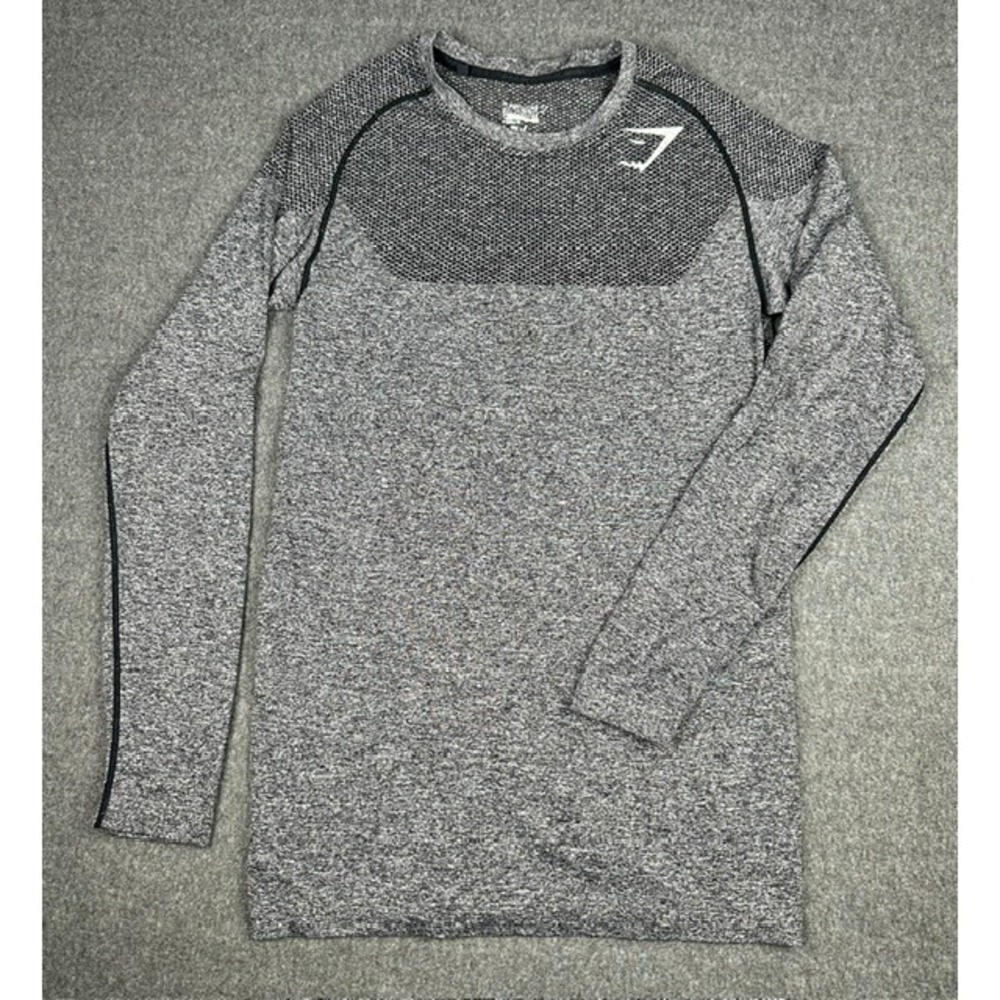 Gymshark Phantom Seamless Long Sleeve Shirt Mens Small Grey David Laid Training